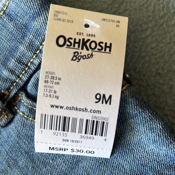 OshKosh B’gosh 9 month boy girl Baby light blue skinny jeans NWT - Picture 3 of 7